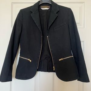 Louis Vuitton Uniformes Black Blazer Skinny Fit Gold Front Zipper Size XS (34)